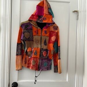 Patchwork cotton zip up